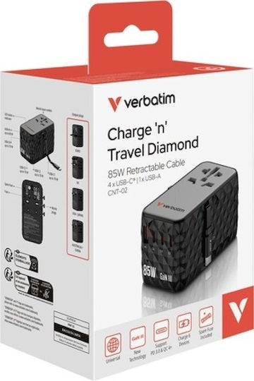 Verbatim Αντάπτορας Πρίζας σε Universal με 4 Θύρες USB