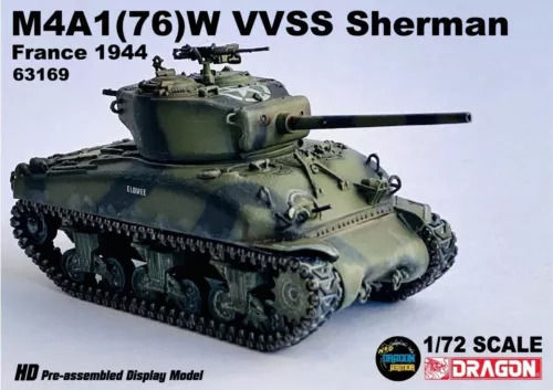 Dragon Models M4a1(76)w Vvss Sherman Tank, Us Army, France, 1944 Φιγούρα Μοντελισμού Τανκ σε Κλίμακα 1:72 11x3.8εκ.