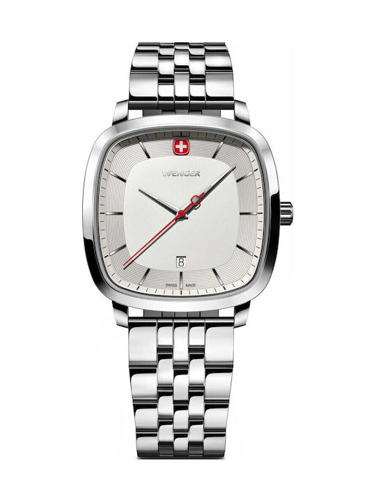 Wenger Vintage Men's Watch Battery with Silver Metal Bracelet