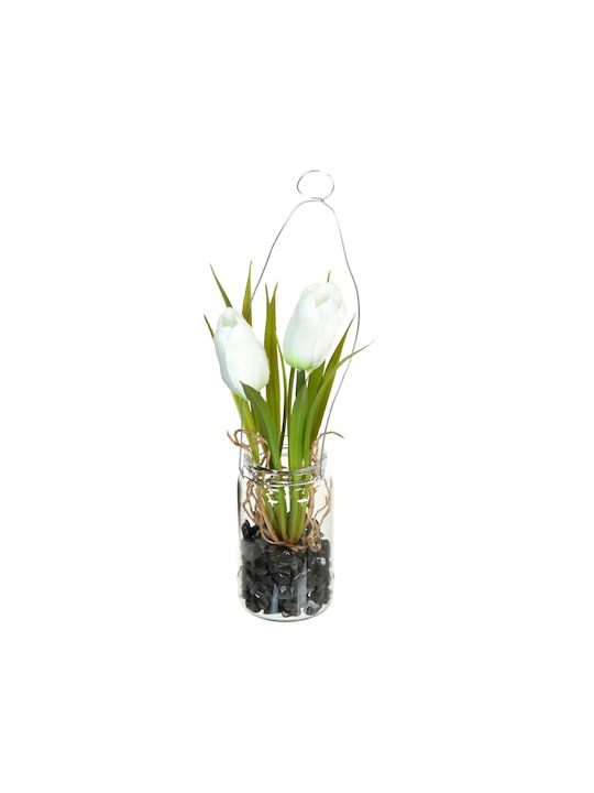 BigBuy Artificial Plant in Small Pot White 24cm