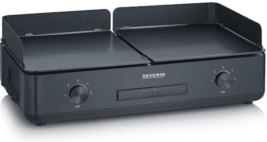 Severin Suave Tabletop Electric Grill Smooth Plate 2200W with Adjustable Thermostat 50cmx30cmcm