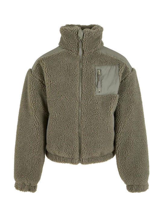 Kids Casual Short Coat with Lining Pale Green
