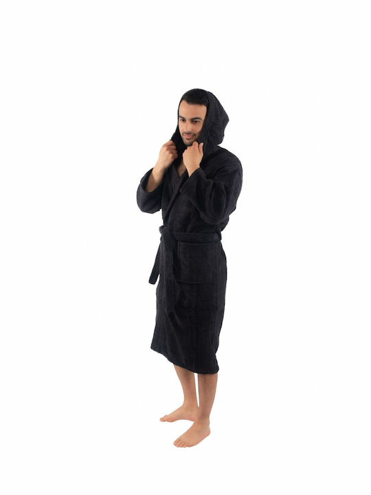 Flamingo Fresh Bathrobe with Hood Black 450gr/m²