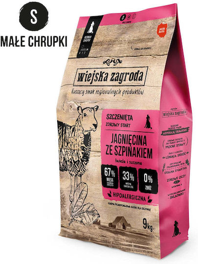 Wiejska Zagroda 9kg Trockenfutter ohne Getreide & Gluten für Welpen kleiner Rassen mit Lamm und Spinat