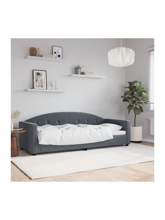 Sofa Bed Single Upholstered with Fabric Dark Gr...