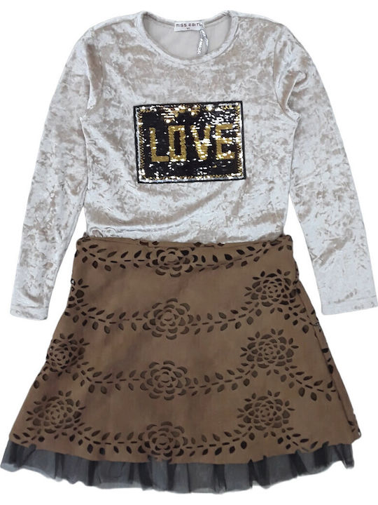 Evita Kids Clothing Set with Gray Skirt 2 Pieces