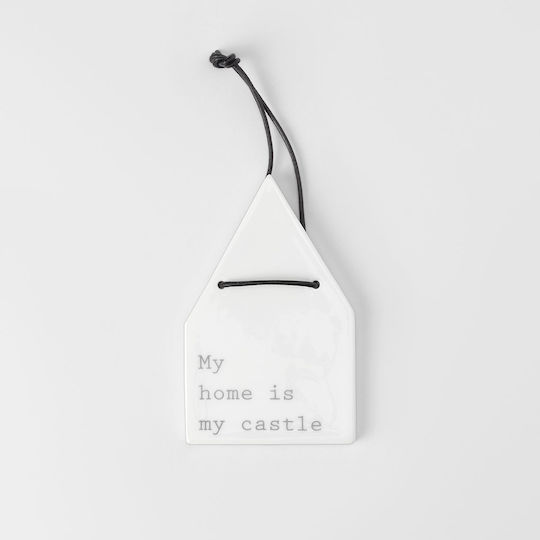 Hanging Ornament House Porcelain Black 7x11.5cm