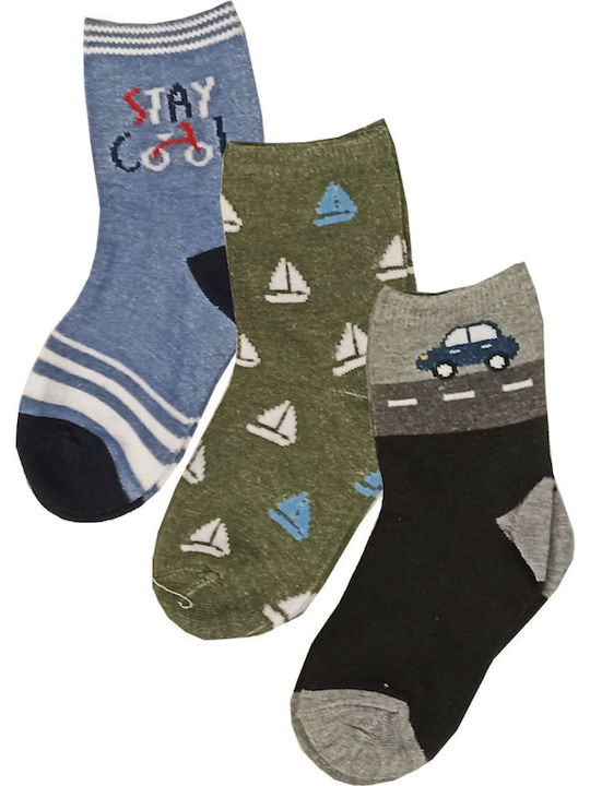 365 Charm Socks Παιδικές Κάλτσες Μπλέ - Γκρί 3 Ζευγάρια