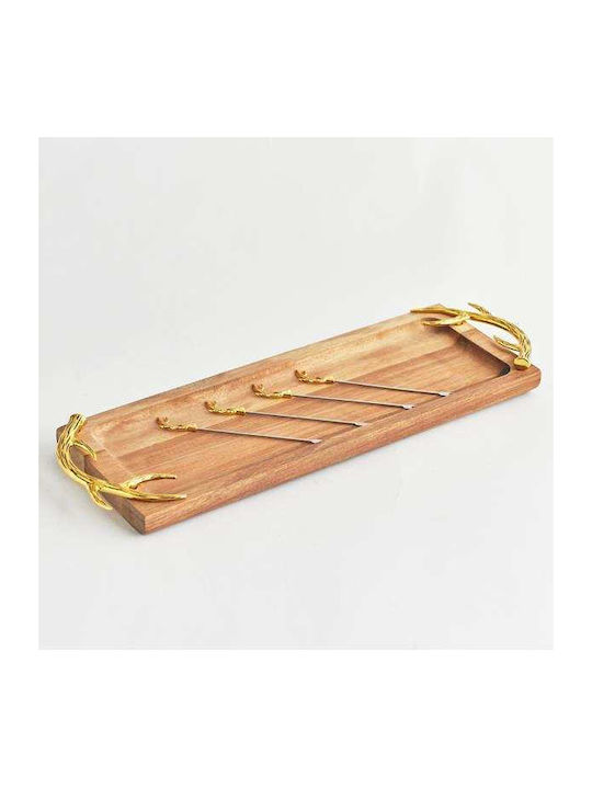 Set Christmas Trays Wooden Gold L40xW13xD2cm. 4pcs