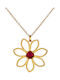 Red Flower Charm Made of 9K Gold with Zircon Red