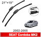 Bosch Aerotwin Front Wiper Blades Set 3398000015 Seat Mk2 2002 2003 2004 2005 2006 Front Set 53cm 45cm 21" + 18" 2 Pieces