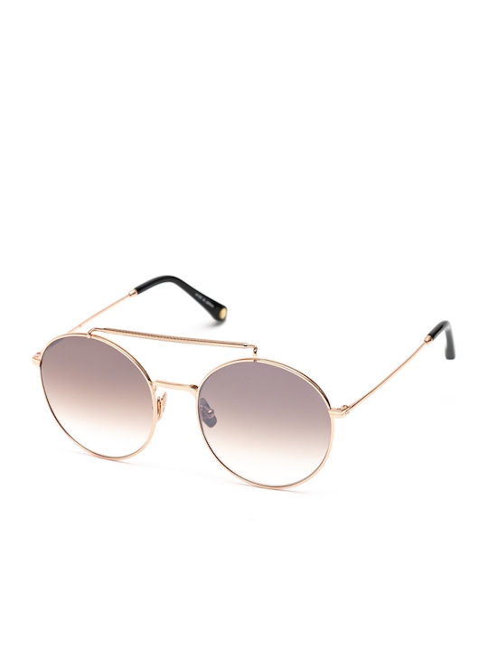 Women's Sunglasses with Gold Metal Frame and Brown Gradient Lens