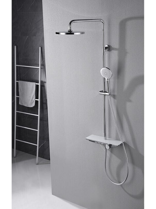 Inter Ceramic Ρυθμιζόμενη Στήλη Ντουζ με Μπαταρία Ασημί Inter Ceramic Ρυθμιζόμενη Στήλη Ντουζ με Μπαταρία Ασημί