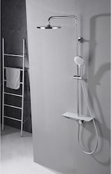 Inter Ceramic Adjustable Shower Column with Mixer Silver Inter Ceramic Adjustable Shower Column with Mixer Silver