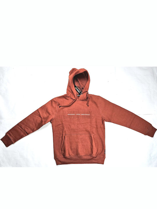 Sweatshirt with Hood Cinnamon/White