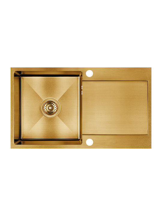 Laveo Ένθετος Νεροχύτης Inox Brushed Μ76xΠ44cm Χρυσός