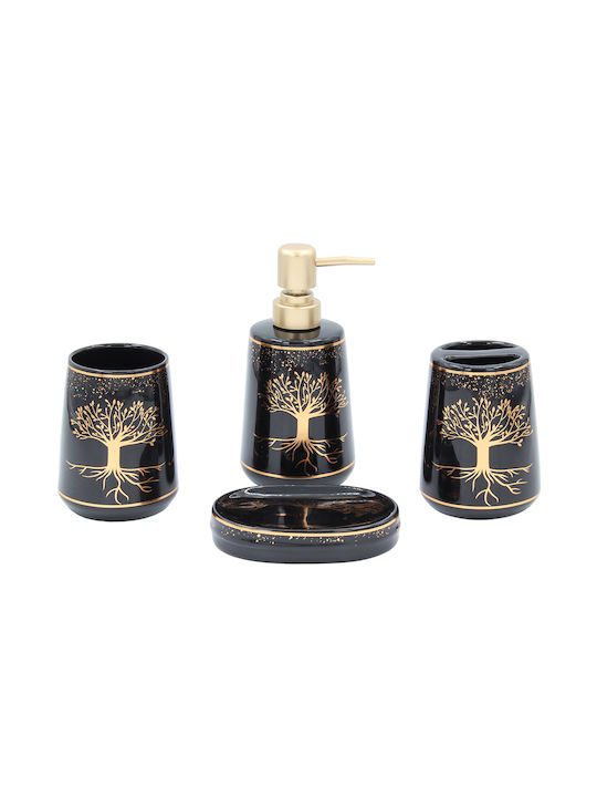 Keskor Bathroom Accessory Set Ceramic Black 4 P...