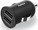 HAMA Car Charger 36W 2.4A with 2xUSB-A Ports Black Color