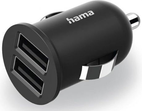 HAMA Car Charger 36W 2.4A with 2xUSB-A Ports Black Color