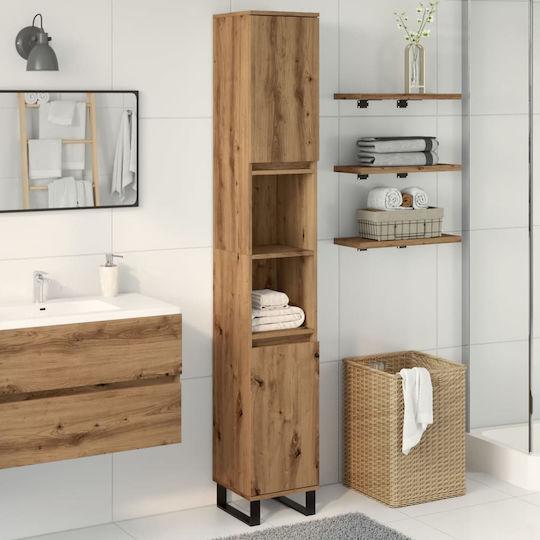 vidaXL Wall Hung Cabinet Bathroom Column Cabinet L30xD30xH190cm Oak