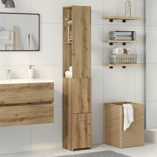 vidaXL Στήλη Μπάνιου Τοίχου 25x25x170cm Δρυς
