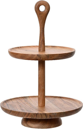Kaemingk Wooden Dessert Tower Stand Brown Ø30cmxY45cm 30x30x45cm