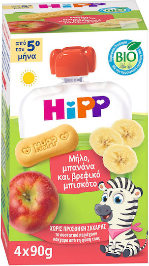 Hipp Πουρές Φρούτων-Λαχανικών με Γεύση Μήλο, Μπανάνα και Βρεφικό Μπισκότο Χωρίς Προσθήκη Ζάχαρης 360gr για 5+ Μηνών