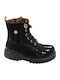 Kinderstiefel aus Lackleder mit Schnürsenkeln Schwarz