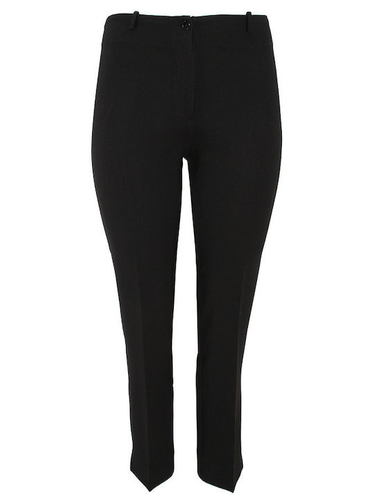 Women's High-waisted Fabric Trousers Slim Fit Black
