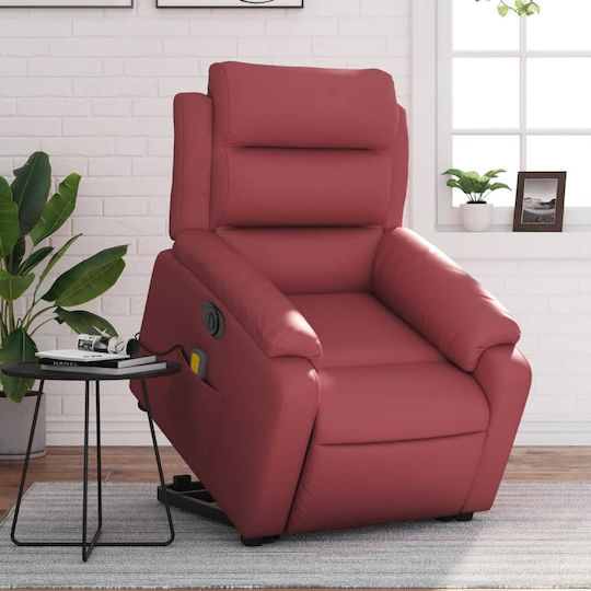 Relaxsessel Friseurwaschbecken mit Fußhocker aus Kunstleder Bordeaux 75x92.5x100cm