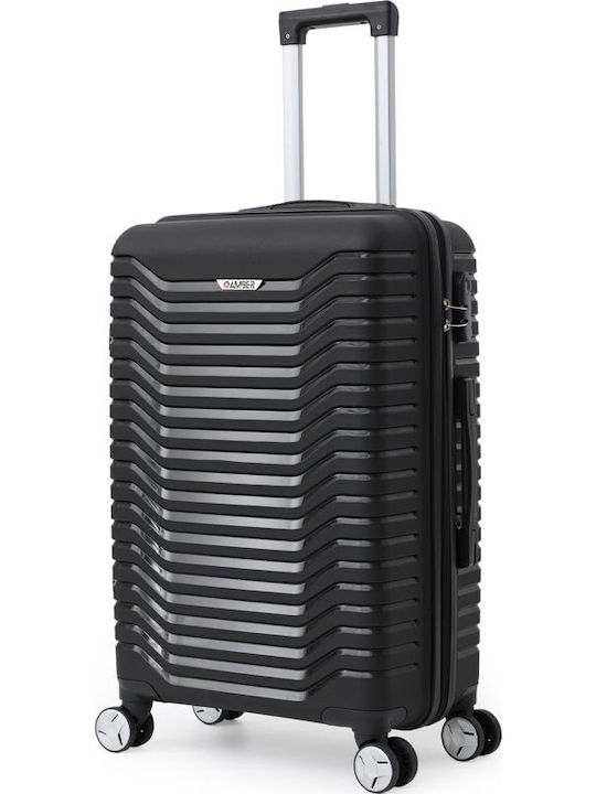 Amber Large Hard Black Suitcase With 4 Wheels Height 75cm
