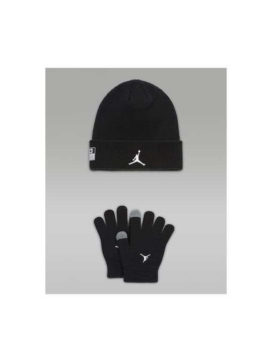 Jordan Kinder Mütze Set mit Handschuhe Gestrick...