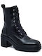 Leder Stiefeletten Damen Schwarz