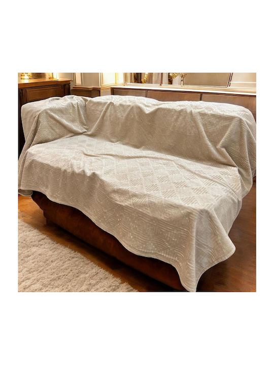 Linea Home Vendome Ριχτάρι Διθέσιου Καναπέ Ζακάρ 180x240εκ. Μπεζ