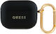 Guess Logo Case Θήκη Δερμάτινη με Γάντζο σε Μαύρο χρώμα για Apple AirPods 3