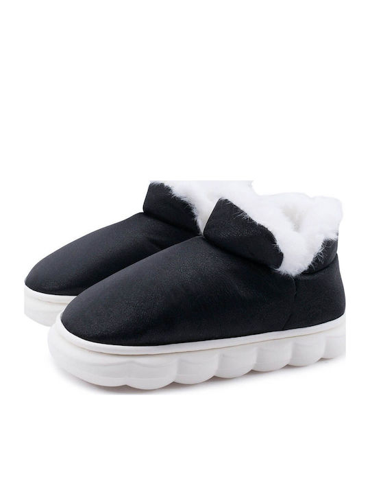 Love4shoes Παντόφλες Μποτάκια Μαύρες