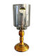 Glass Candle Holder with Antique Gold Metal Base 10x26cm Hc145
