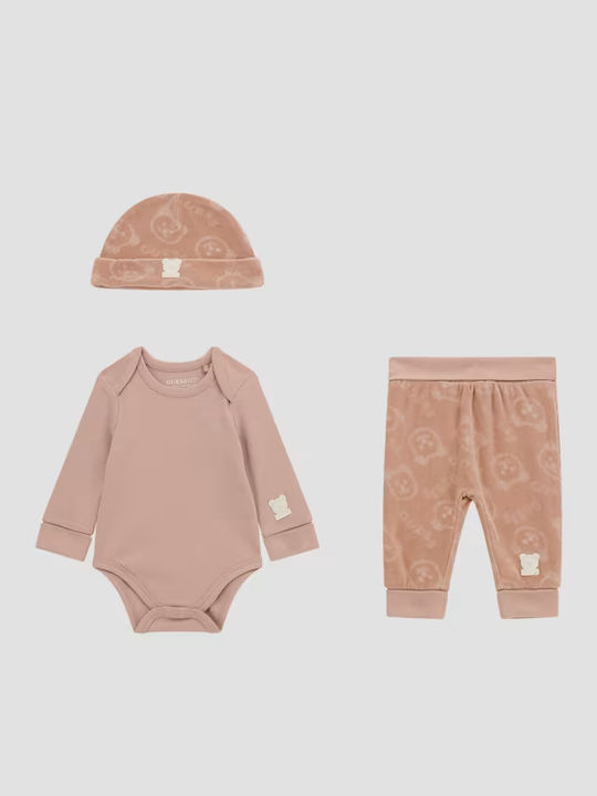 Guess Set Babystrampler Langärmliges Braun 3Stück