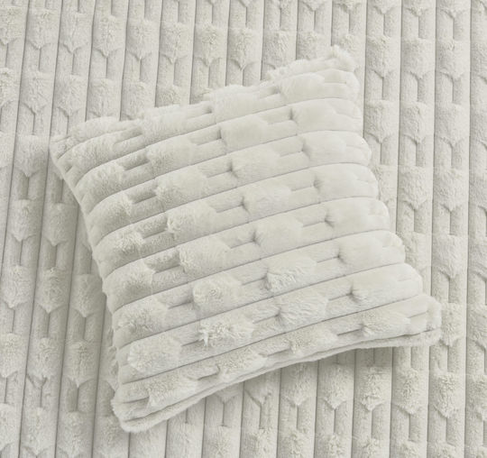 Liolios Home Μαξιλάρι Καναπέ Boggi από Γούνα White 45x45εκ.