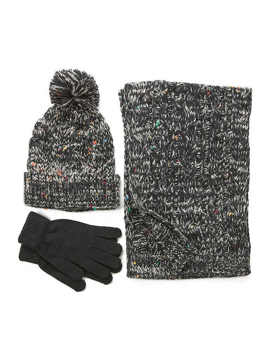 Beanie Γυναικείος Σκούφος Πλεκτός σε Μαύρο χρώμα