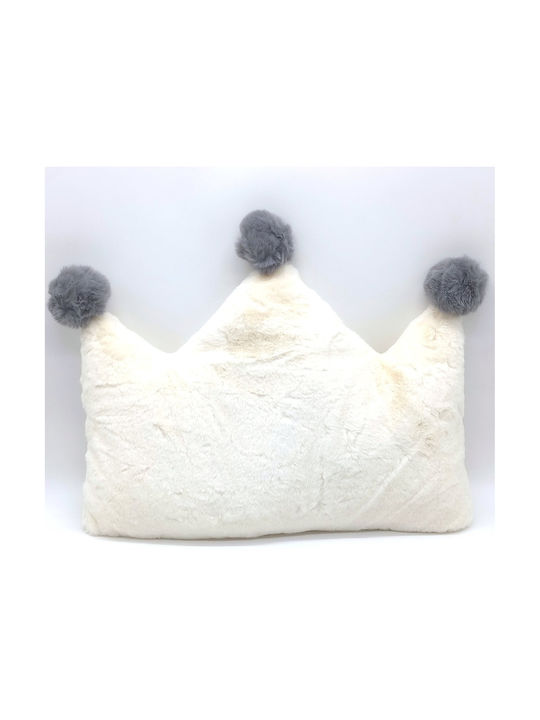 Natural Home Dekokissen für Wiege Krone Pom Pom Gray 52x40cm