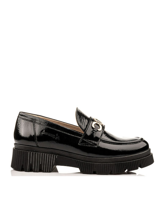Лачени Дамски Loafers в Черен Цвят