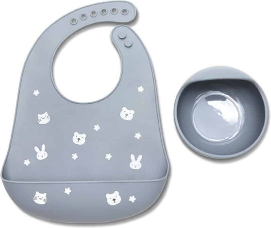 Lorelli Feeding Set made of Silicone Gray 2pcs