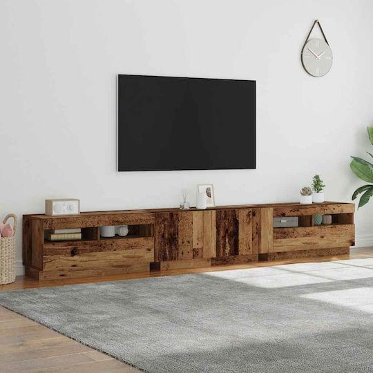 Stand TV Cu Iluminare LED Aspect Lemn Vechi L260xA35xÎ40cm