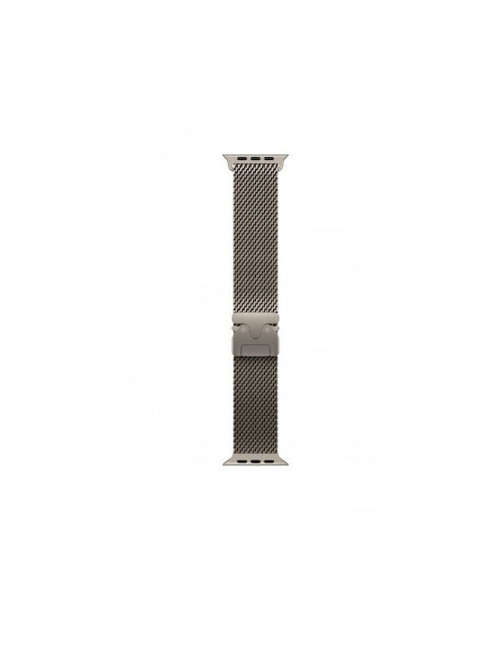 Smartwatch Strap with Metal Clasp Closure Compatible with Apple Watch Ultra 49mm Natural Titanium