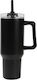 I-Total Handled Tumbler Θερμός Ανοξείδωτο 1.2lt Black με Καλαμάκι και Λαβή