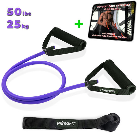 PrimaFit Widerstandsbänder Gymtube Licht mit Griffen Lila