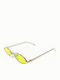 Woman's Fashion Unisex Sunglasses with Brown Tartaruga Metal Frame and Yellow Lens G-21