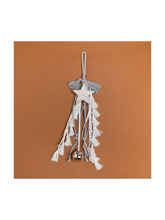 Hanging Ornament Star Wooden Silver