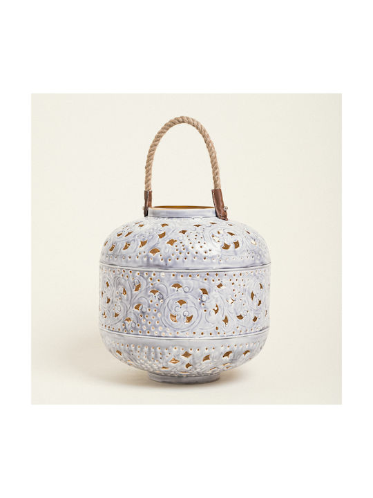 Metal Lantern Grey 30 X 28 Cm Beauty Home